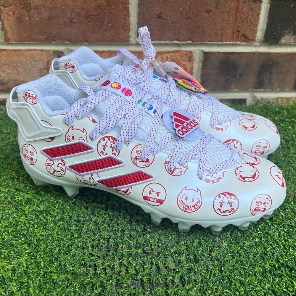Adidas Freak 22 Big Mood Football Cleats White Red Emoji Patch Men Sz 7